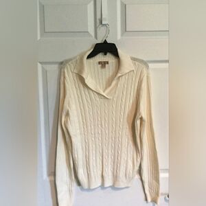 White Stag Ivory Cable Knit Cowl Neck Sweater